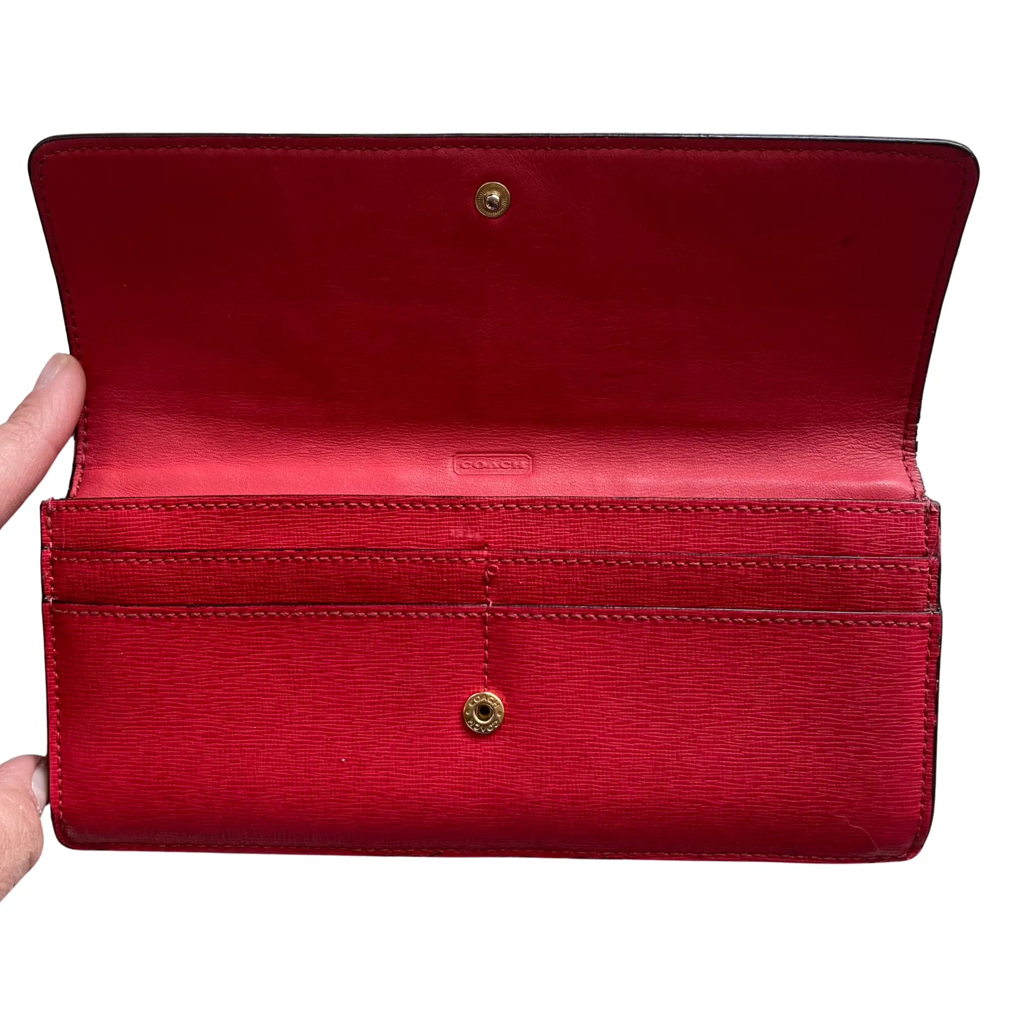 COACH Saffiano Leather Companion Wallet Red