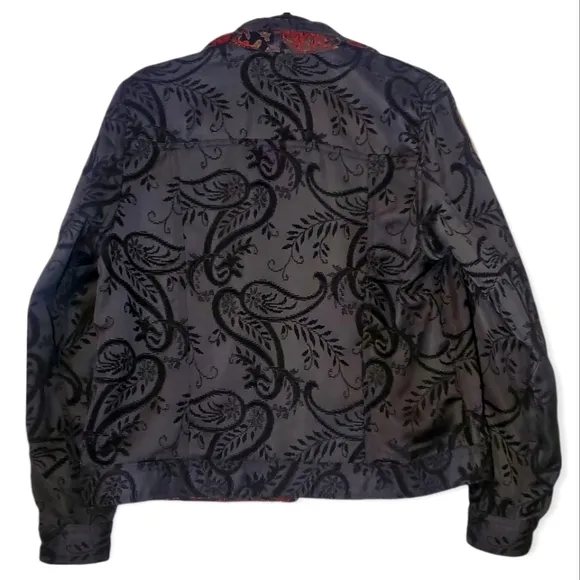Coldwater Creek Reversible Floral Button Up Jacket Blazer Medium