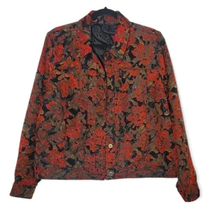 Coldwater Creek Reversible Floral Button Up Jacket Blazer Medium