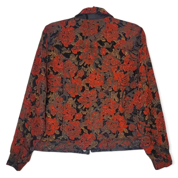 Coldwater Creek Reversible Floral Button Up Jacket Blazer Medium