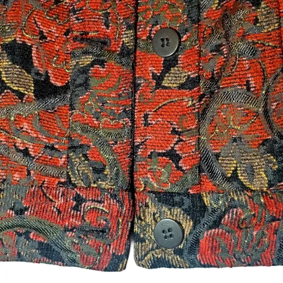 Coldwater Creek Reversible Floral Button Up Jacket Blazer Medium