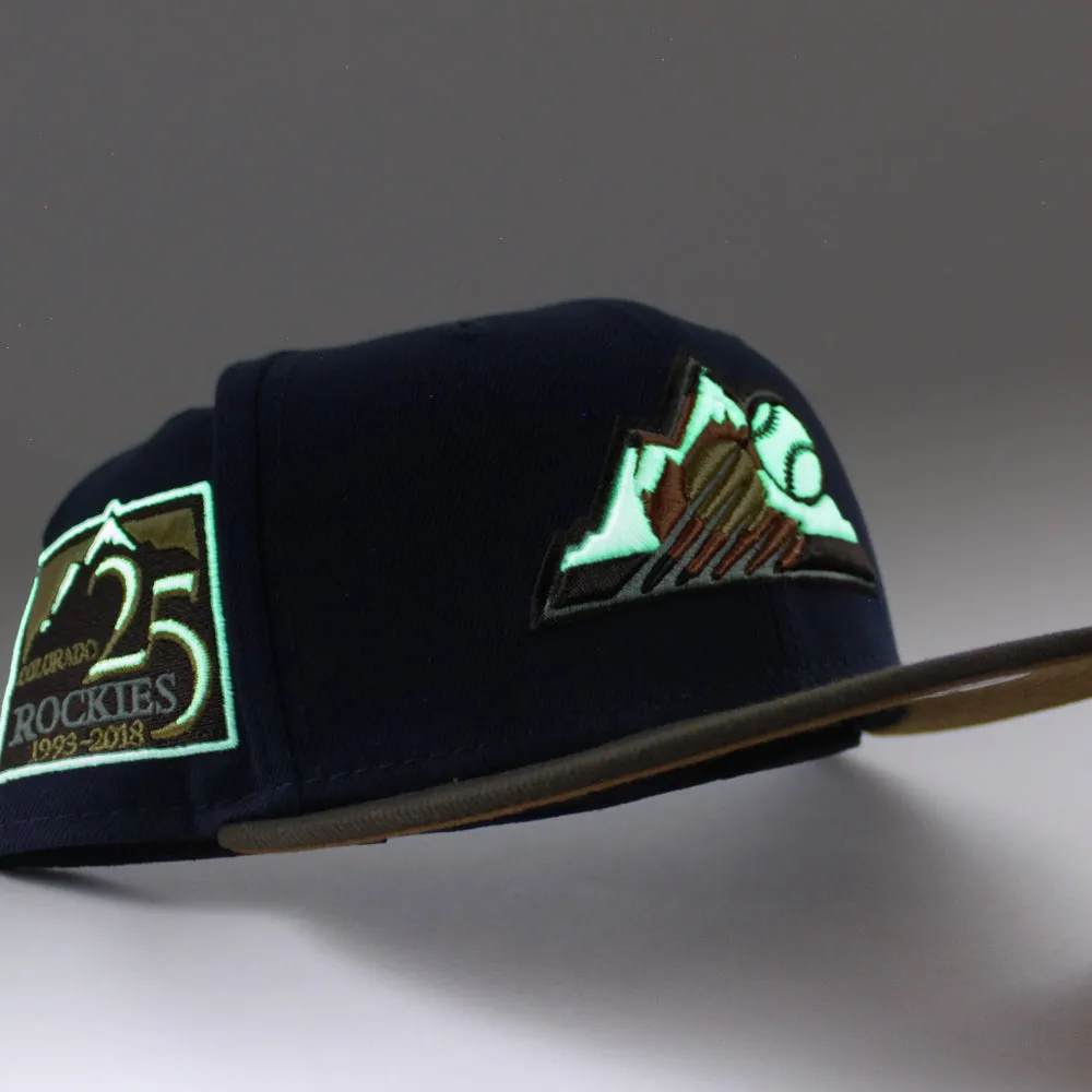 Colorado Rockies 25TH Anniversary New Era 59Fifty Fitted Hat (GITD Oceanside Blue Walnut Peanut Under Brim)