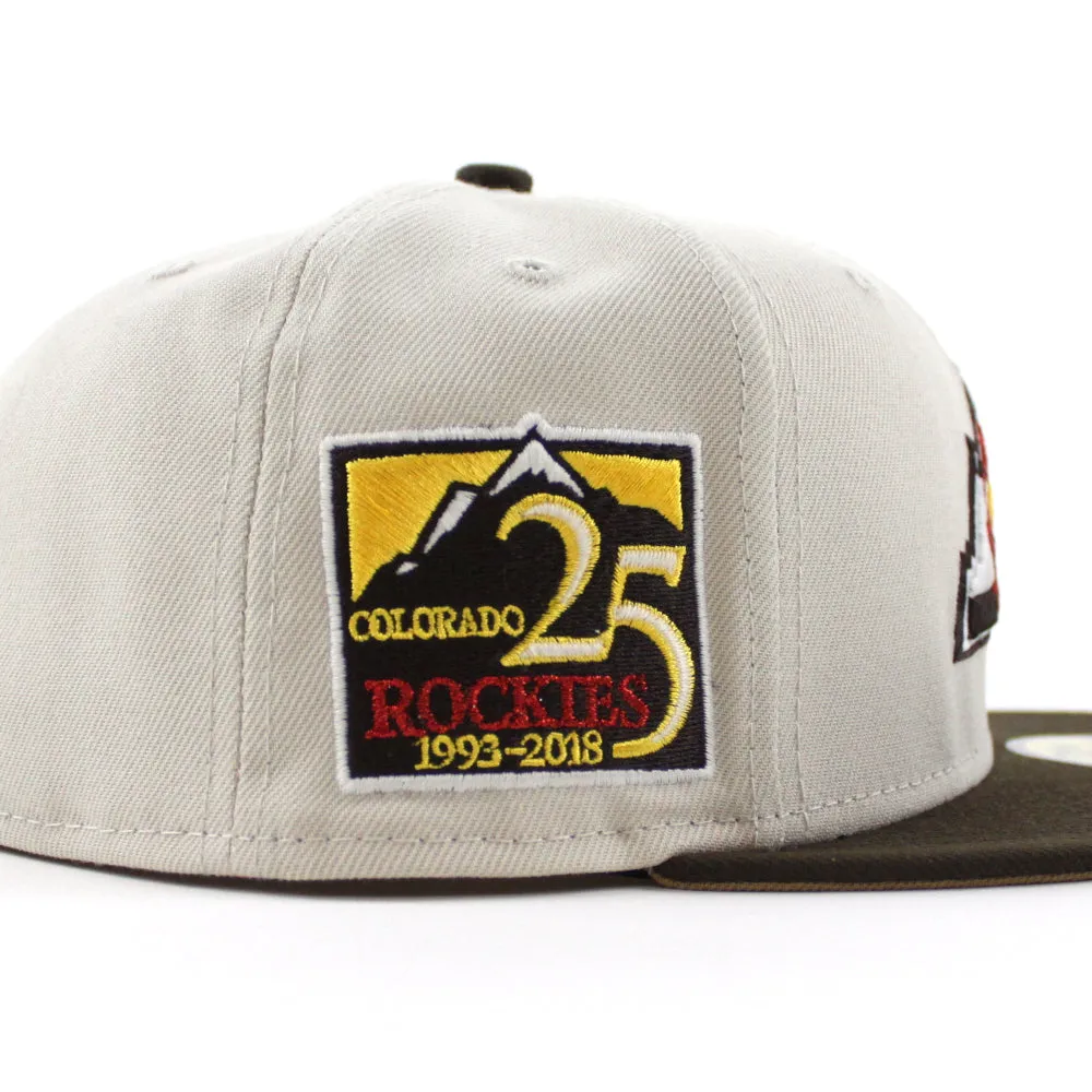 Colorado Rockies 25th Anniversary New Era 59Fifty Fitted Hat (GITD Stone Gray Walnut Khaki Under Brim)