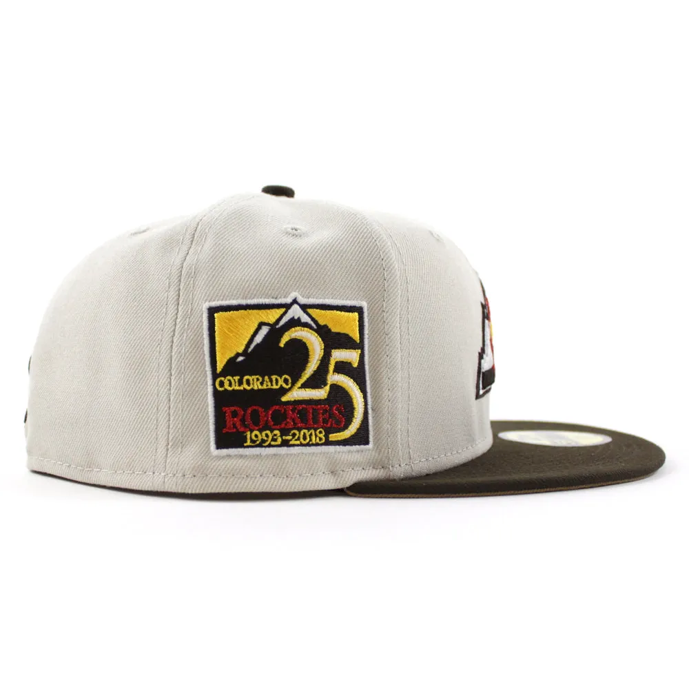 Colorado Rockies 25th Anniversary New Era 59Fifty Fitted Hat (GITD Stone Gray Walnut Khaki Under Brim)