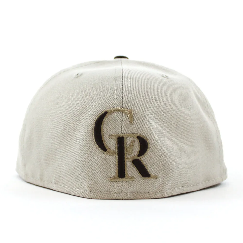 Colorado Rockies 25th Anniversary New Era 59Fifty Fitted Hat (GITD Stone Gray Walnut Khaki Under Brim)