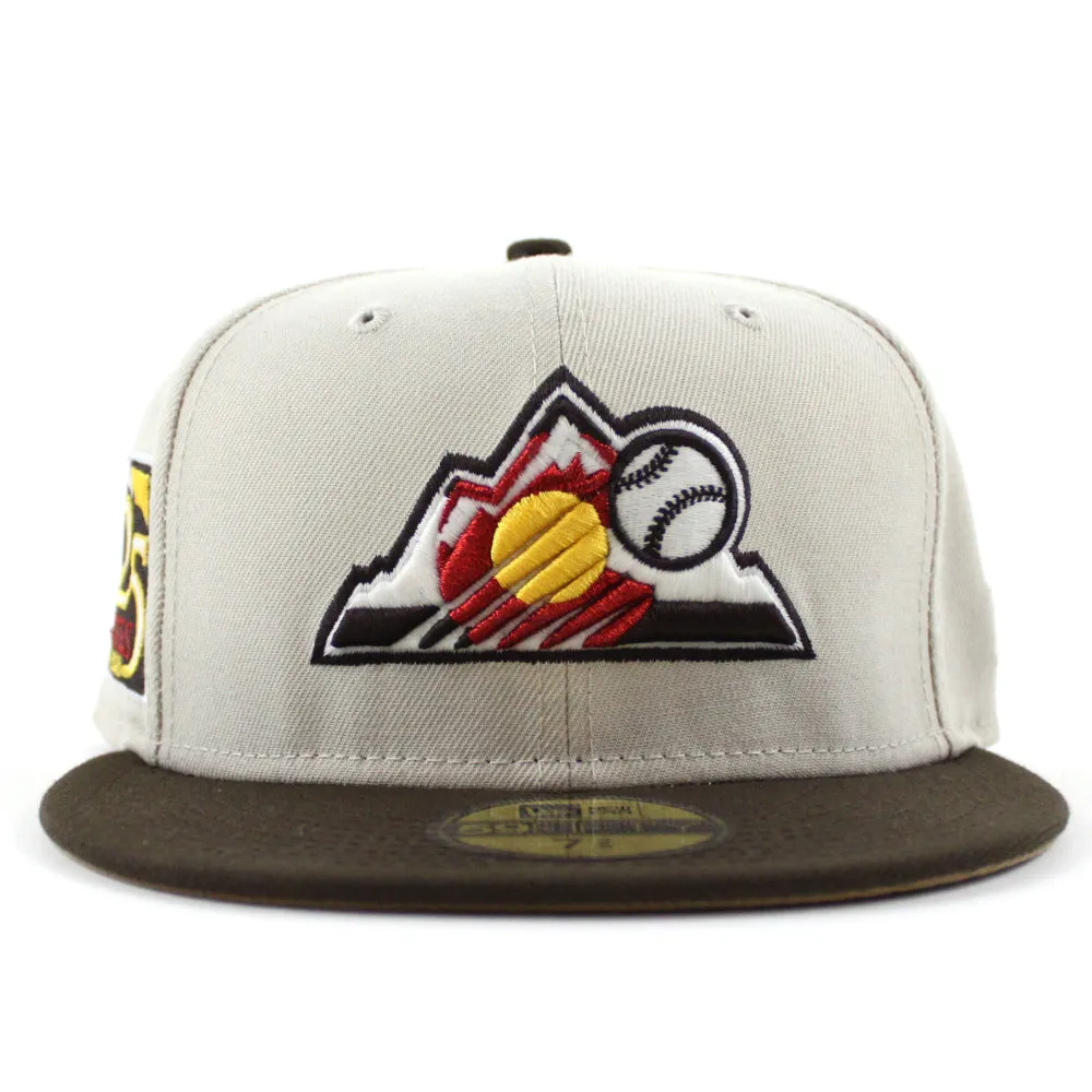Colorado Rockies 25th Anniversary New Era 59Fifty Fitted Hat (GITD Stone Gray Walnut Khaki Under Brim)