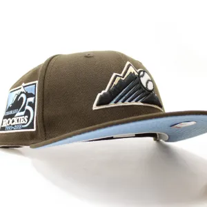 Colorado Rockies 25th Anniversary New Era 59Fifty Fitted Hat (GITD Walnut Sky Blue Under Brim)