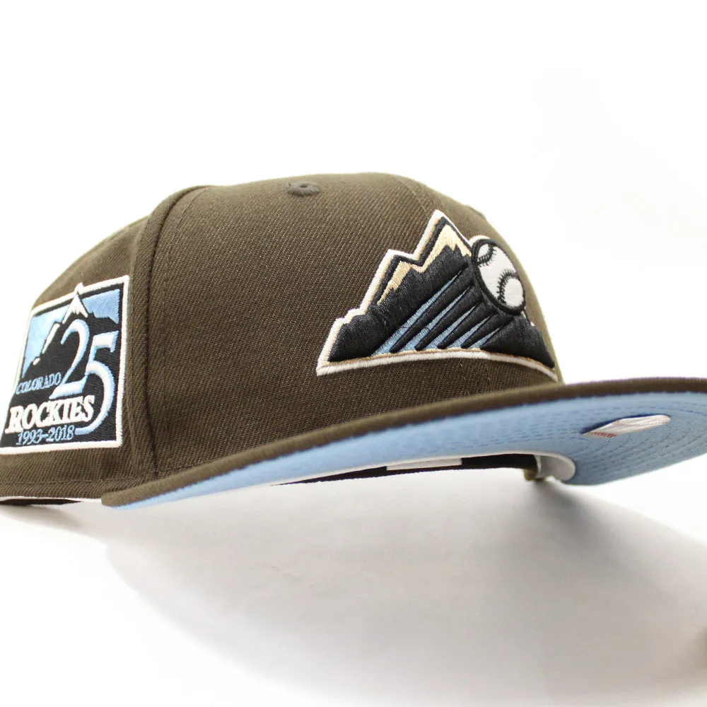 Colorado Rockies 25th Anniversary New Era 59Fifty Fitted Hat (GITD Walnut Sky Blue Under Brim)