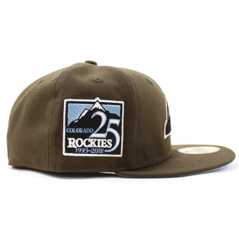 Colorado Rockies 25th Anniversary New Era 59Fifty Fitted Hat (GITD Walnut Sky Blue Under Brim)