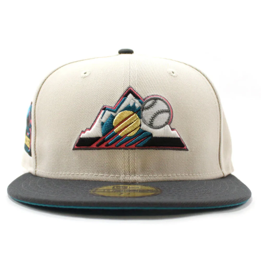 Colorado Rockies 25th Anniversary New Era 59Fifty Fitted Hat (Glow in the Dark Stone Dark Graphite Teal Under Brim)