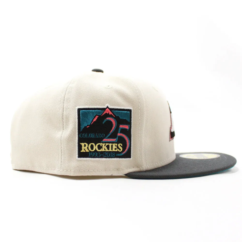 Colorado Rockies 25th Anniversary New Era 59Fifty Fitted Hat (Glow in the Dark Stone Dark Graphite Teal Under Brim)