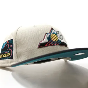 Colorado Rockies 25th Anniversary New Era 59Fifty Fitted Hat (Glow in the Dark Stone Dark Graphite Teal Under Brim)
