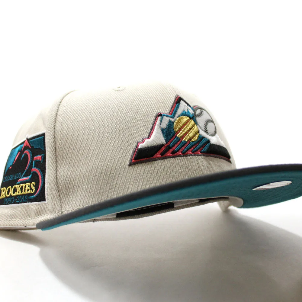 Colorado Rockies 25th Anniversary New Era 59Fifty Fitted Hat (Glow in the Dark Stone Dark Graphite Teal Under Brim)