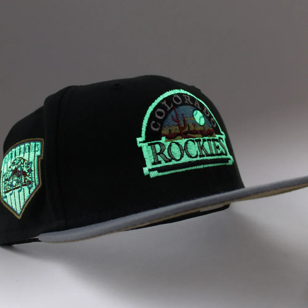 Colorado Rockies EST 1993 New Era 59Fifty Fitted Hat (GITD Black Gray Khaki Under Brim)