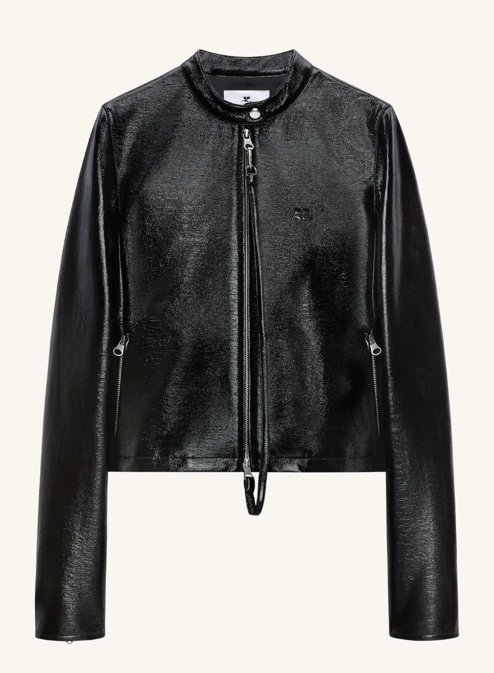 COURRÉGES | Shiny Black Zip Jacket