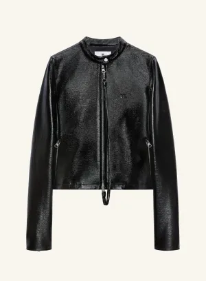 COURRÉGES | Shiny Black Zip Jacket