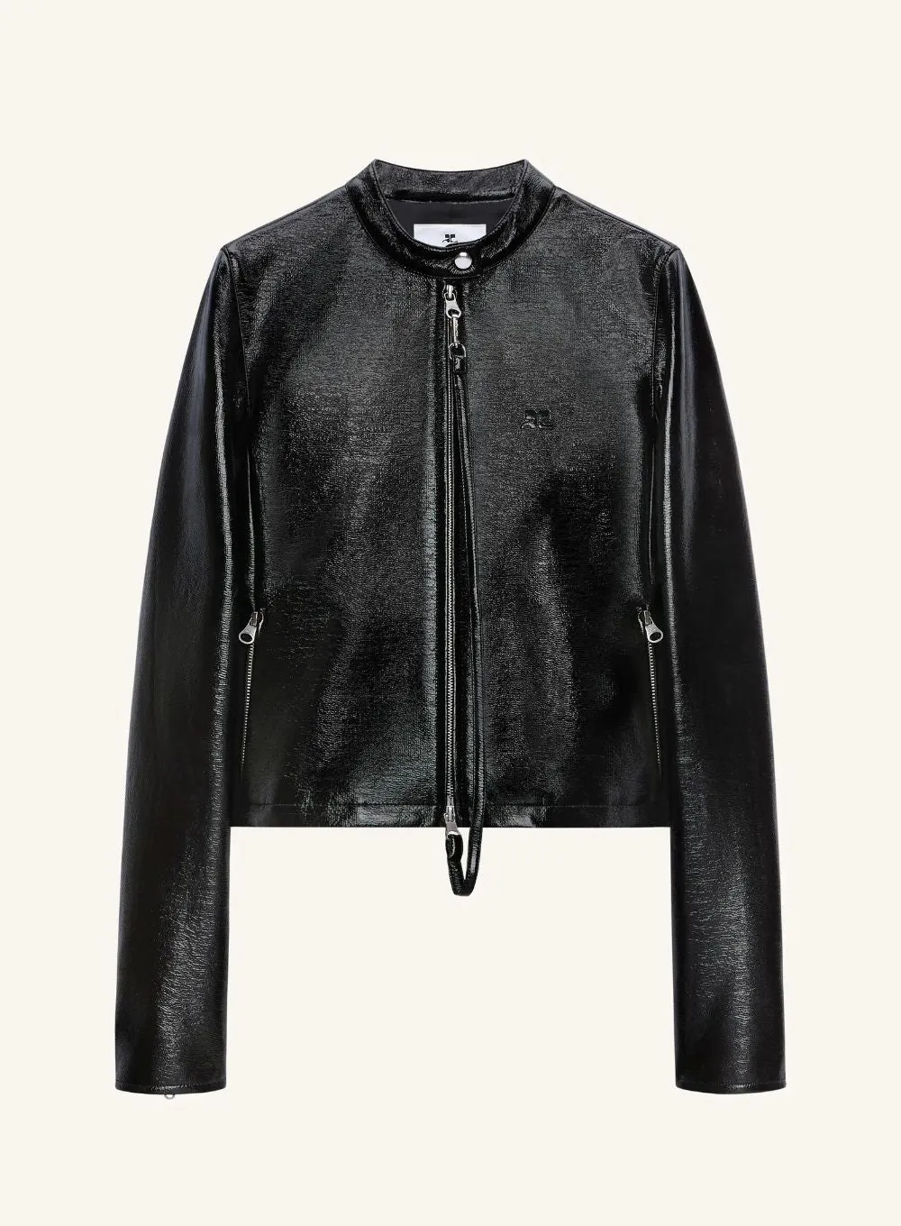 COURRÉGES | Shiny Black Zip Jacket