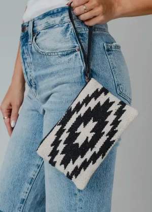 Cream & Black Aztec Wristlet