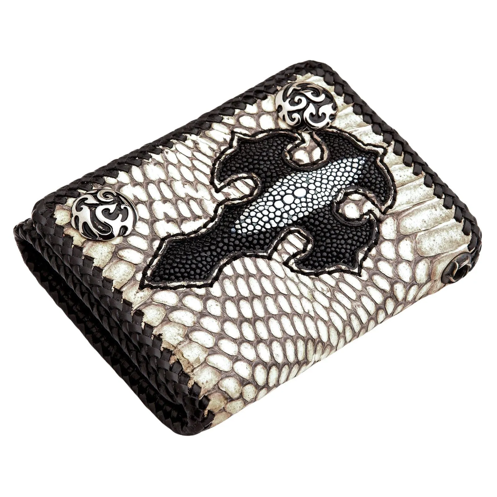 Cross Grey Snake Skin Leather Biker Wallet