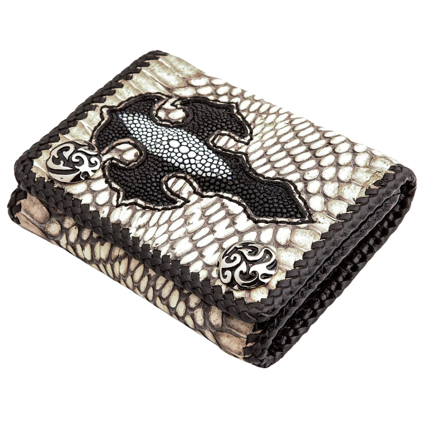 Cross Grey Snake Skin Leather Biker Wallet