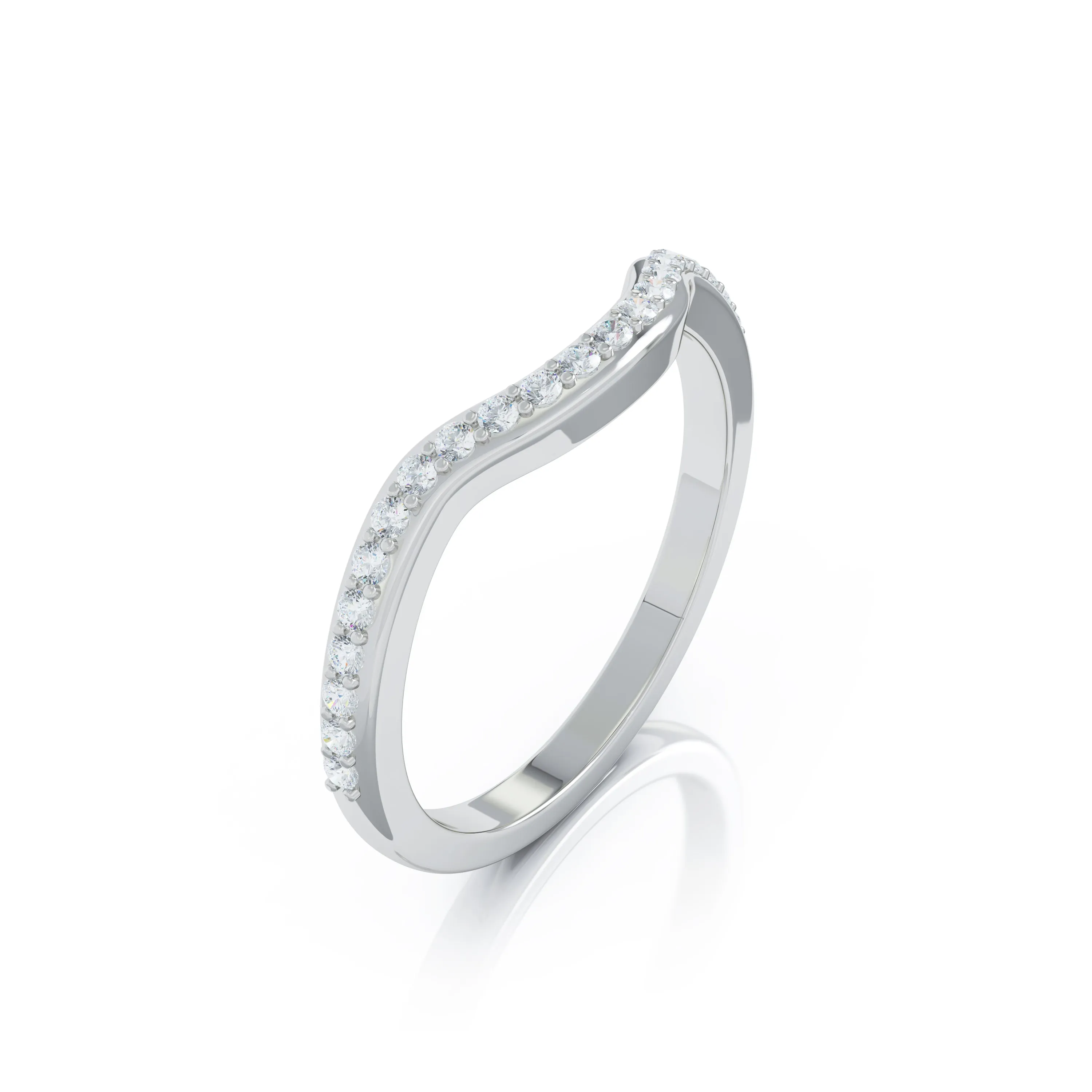 Curved Wave 0.25Ct Diamond Ring in 14K Gold