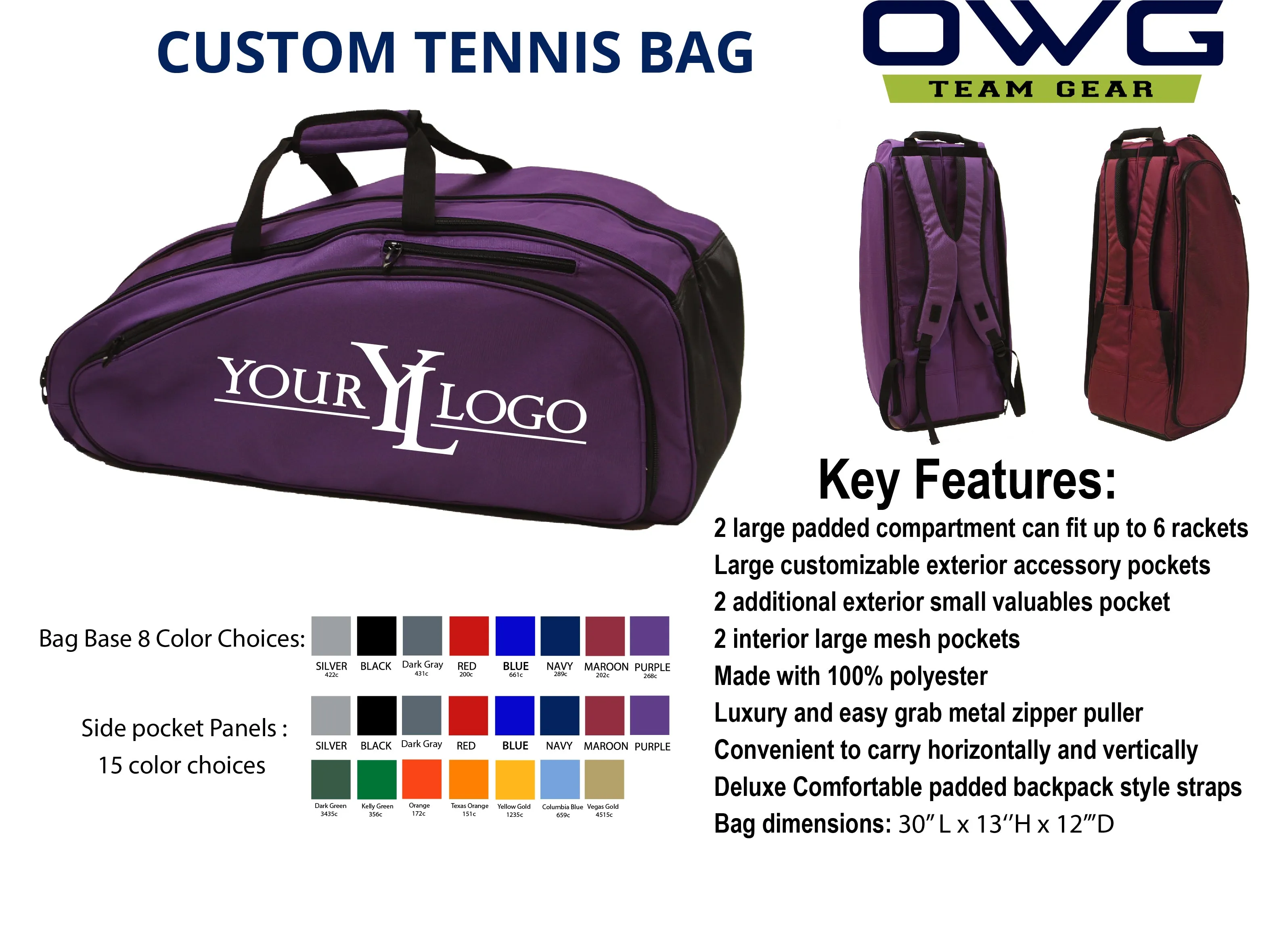 Custom Tennis Bag Maroon