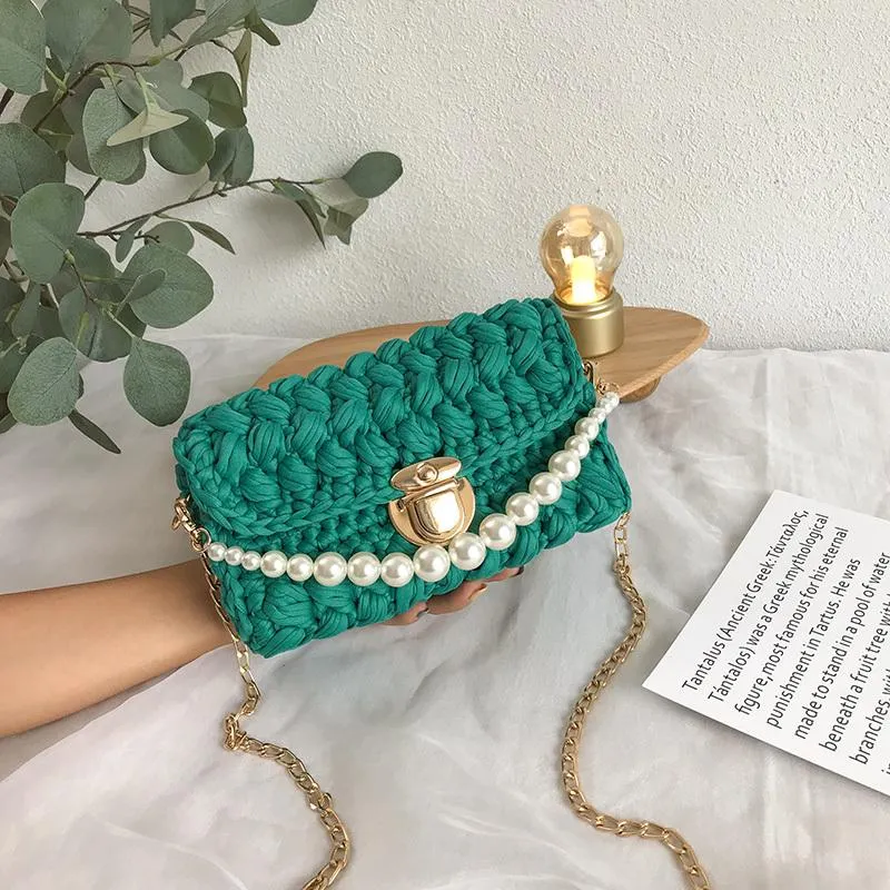Cute Blue Crochet Small Handbag Crossbody Purse Crochet Shoulder Bag for Girl Cute Crochet Purses