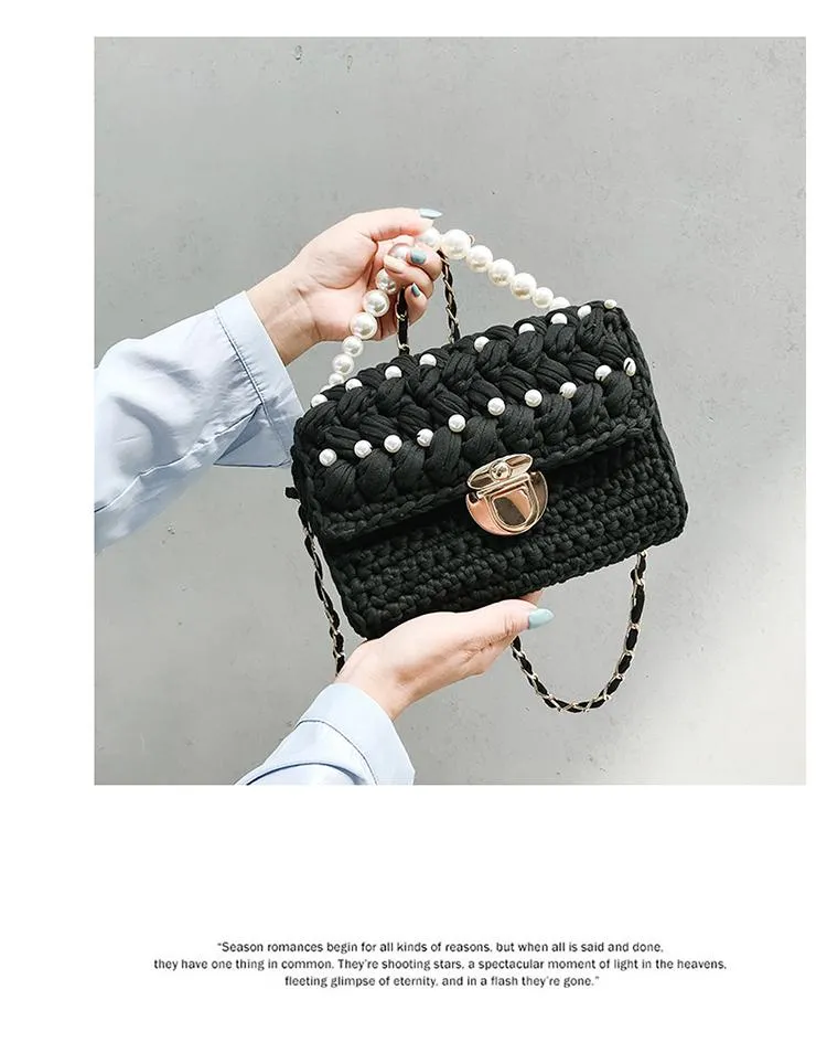 Cute Blue Crochet Small Handbag Crossbody Purse Crochet Shoulder Bag for Girl Cute Crochet Purses