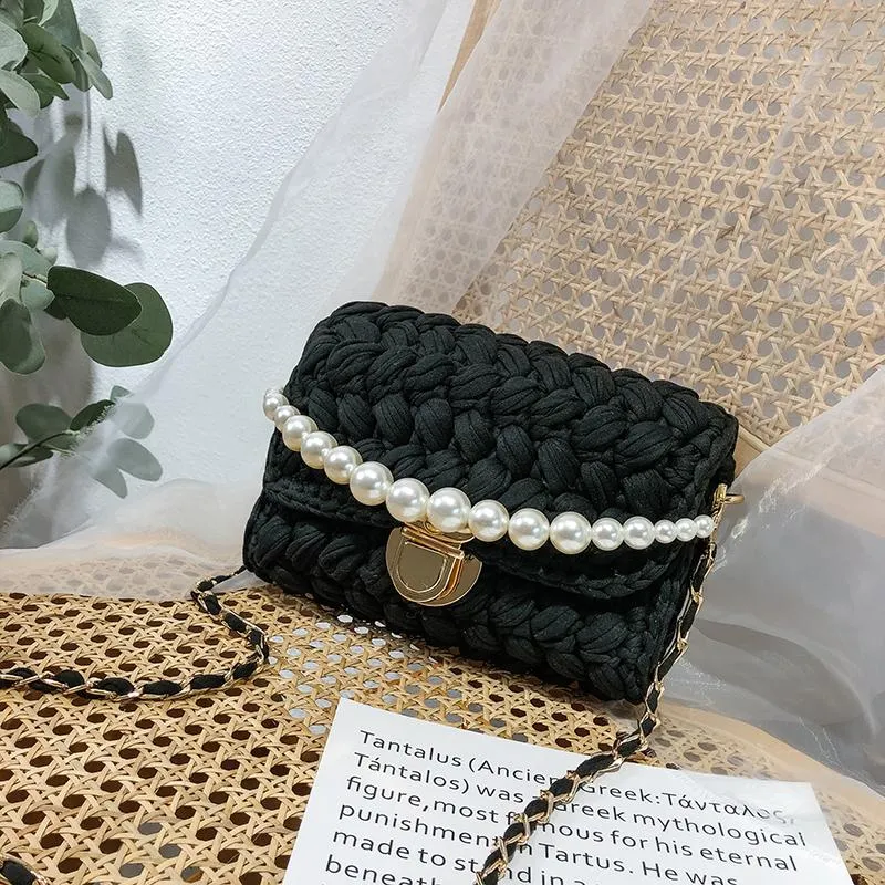 Cute Blue Crochet Small Handbag Crossbody Purse Crochet Shoulder Bag for Girl Cute Crochet Purses