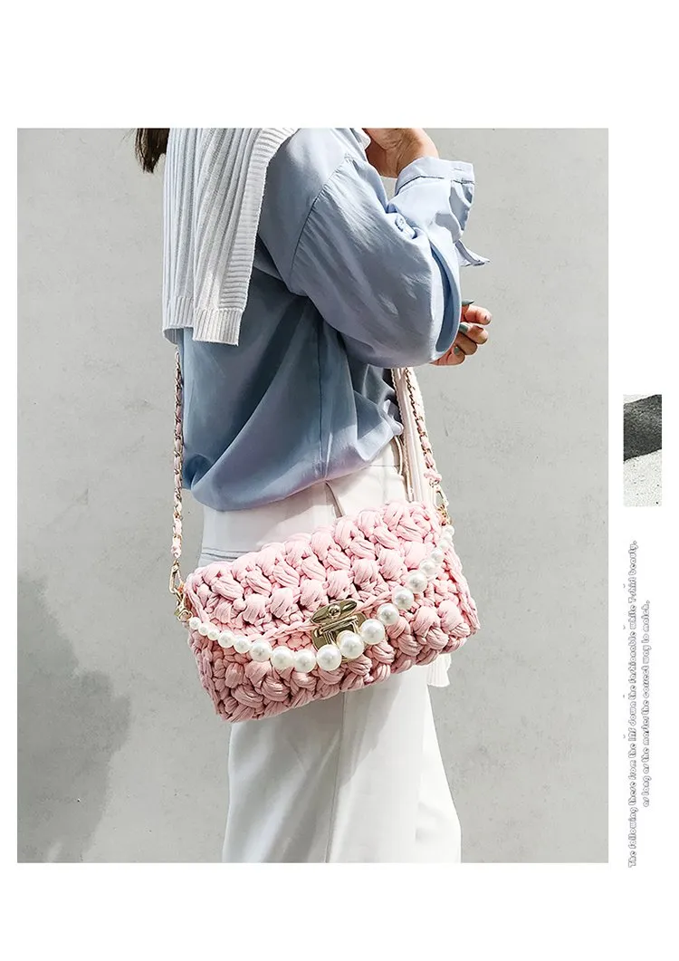 Cute Blue Crochet Small Handbag Crossbody Purse Crochet Shoulder Bag for Girl Cute Crochet Purses