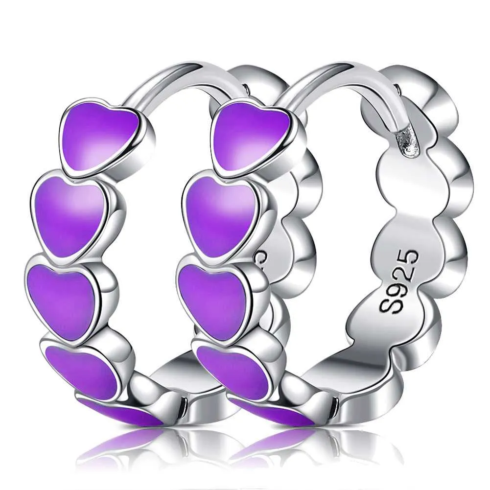 Cycolinks 925 Sterling Silver Enamel Heart  Earrings
