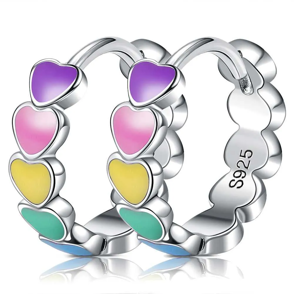 Cycolinks 925 Sterling Silver Enamel Heart  Earrings