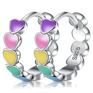 Cycolinks 925 Sterling Silver Enamel Heart  Earrings