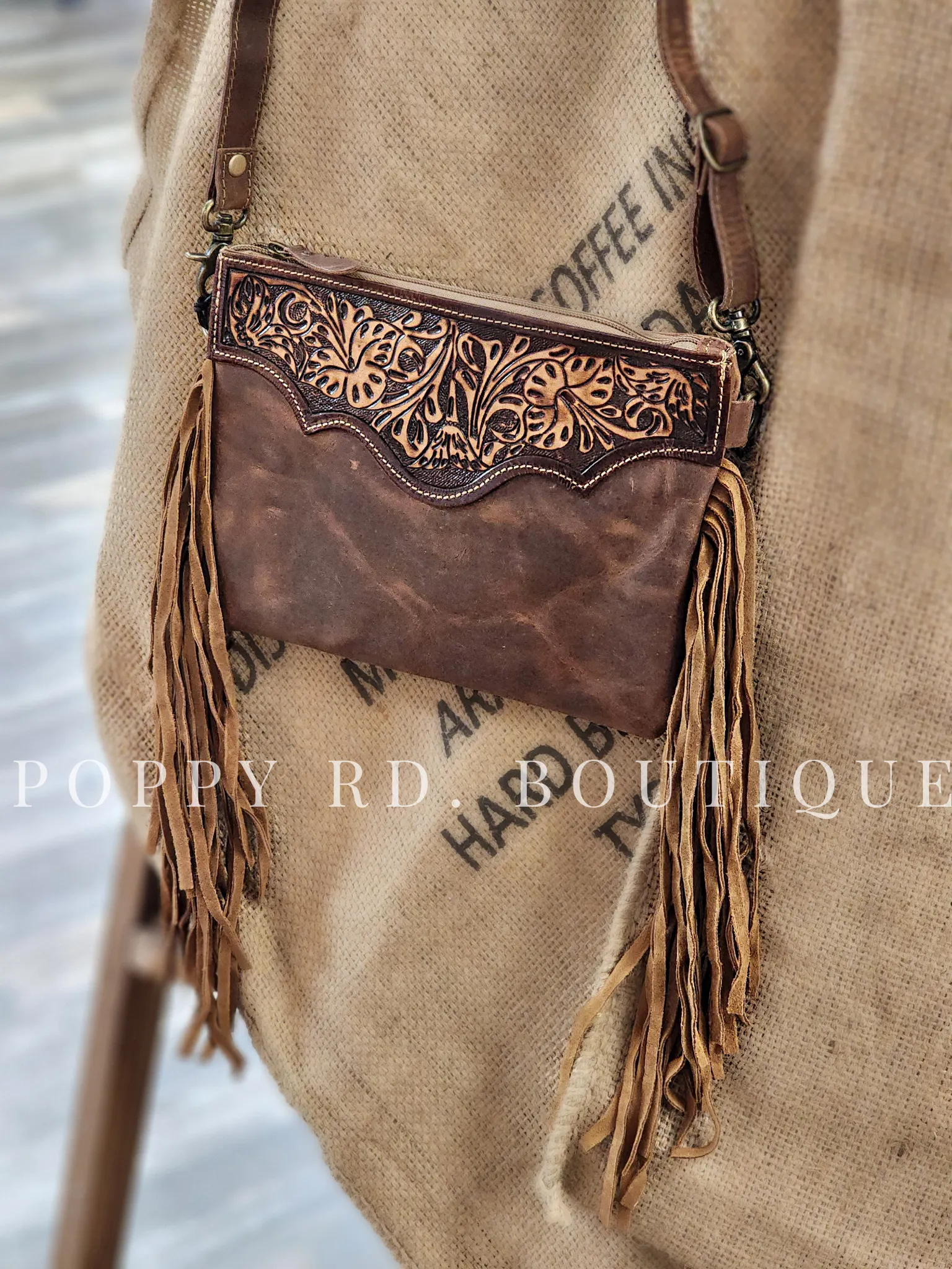 Dancing Lilies Leather Cross-body Purse