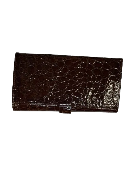 Dark Brown Shiny Faux Alligator Wallet