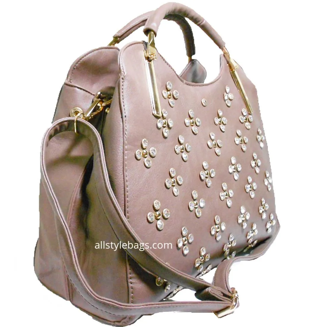 Designer inspired burgundy red LOEM Polka Flora Rhinestone Shoulder bag handbag