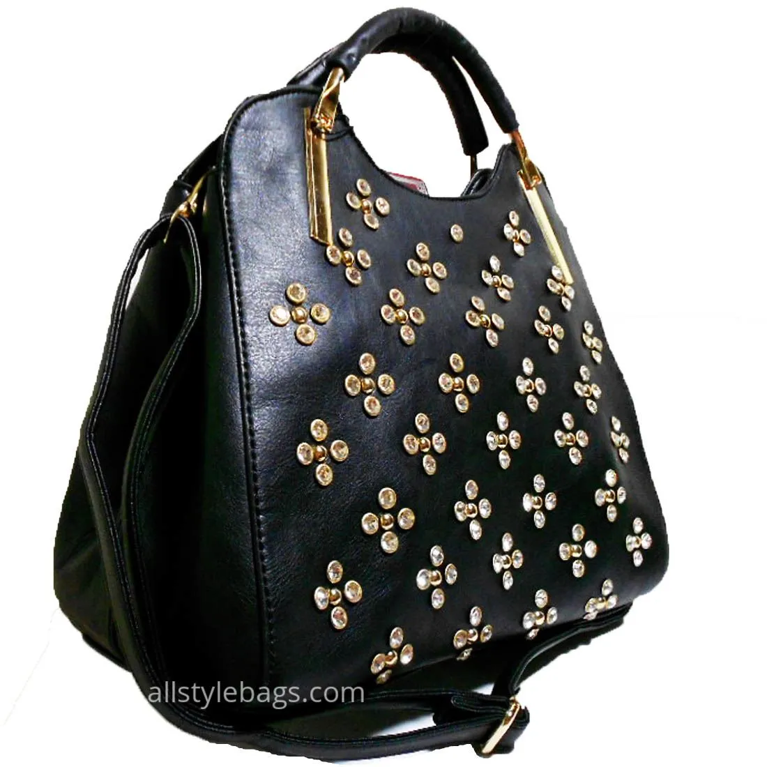 Designer inspired burgundy red LOEM Polka Flora Rhinestone Shoulder bag handbag