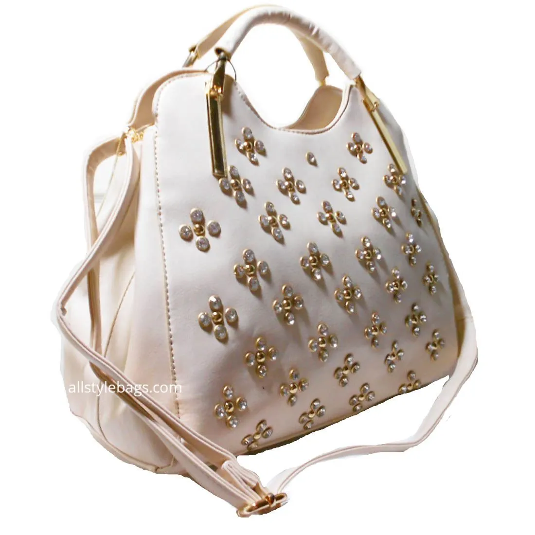 Designer inspired burgundy red LOEM Polka Flora Rhinestone Shoulder bag handbag
