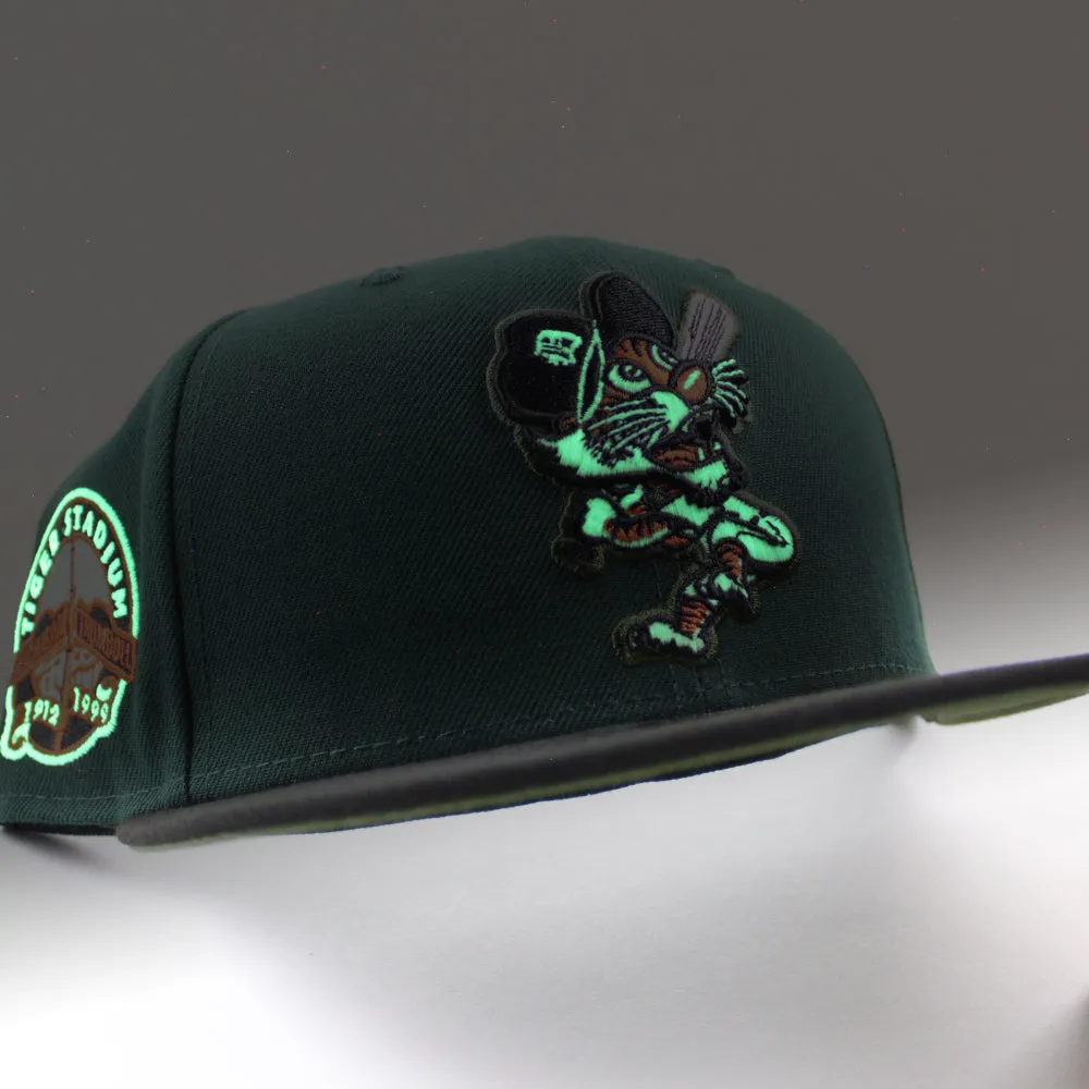 Detroit Tigers Tiger Stadium New Era 59Fifty Fitted Hat (GITD Dark Green Black Rifle Green Under Brim)