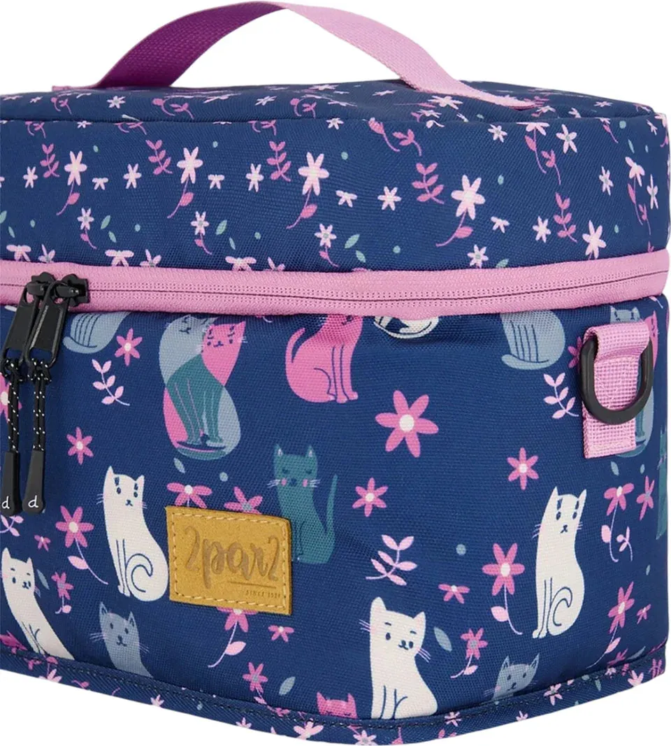 deux par deux Printed Lunch Box - Navy Blue Cats