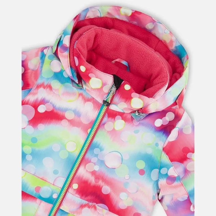 Deux Par Deux Two-Piece Snowsuit - Printed Bubbles/Viridian Green