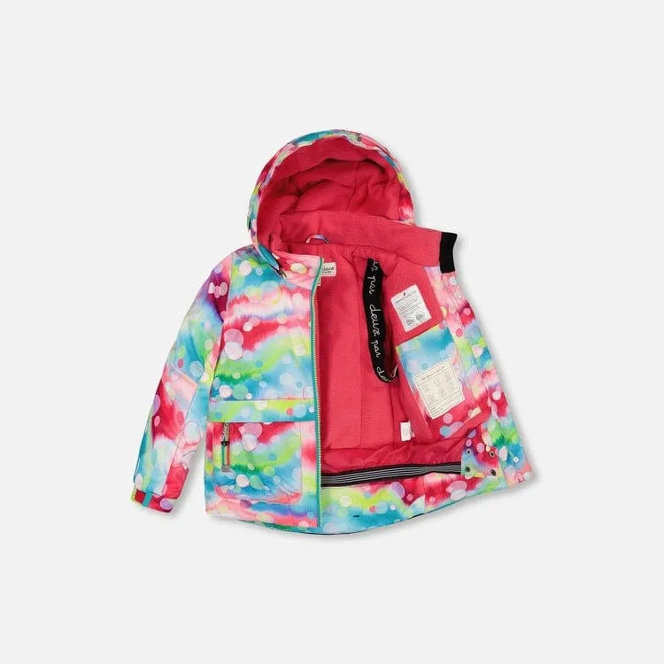 Deux Par Deux Two-Piece Snowsuit - Printed Bubbles/Viridian Green
