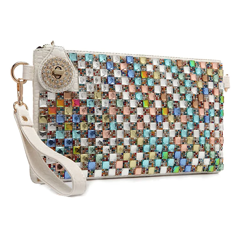 Diamond Hand Clutch Bag Color Diamond Dinner Bag Shoulder Bag Messenger Bag Female Chain Bag