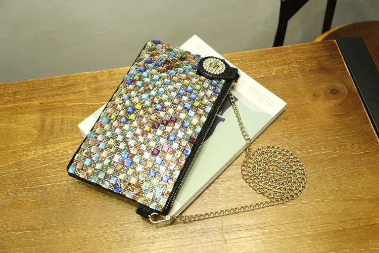 Diamond Hand Clutch Bag Color Diamond Dinner Bag Shoulder Bag Messenger Bag Female Chain Bag