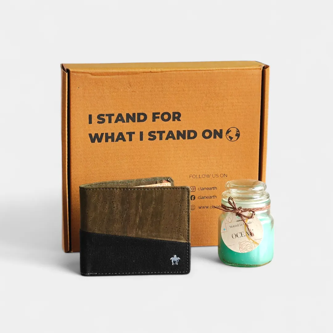 Earthly Luxe: Premium Cork Wallet and Jar Candle Hamper