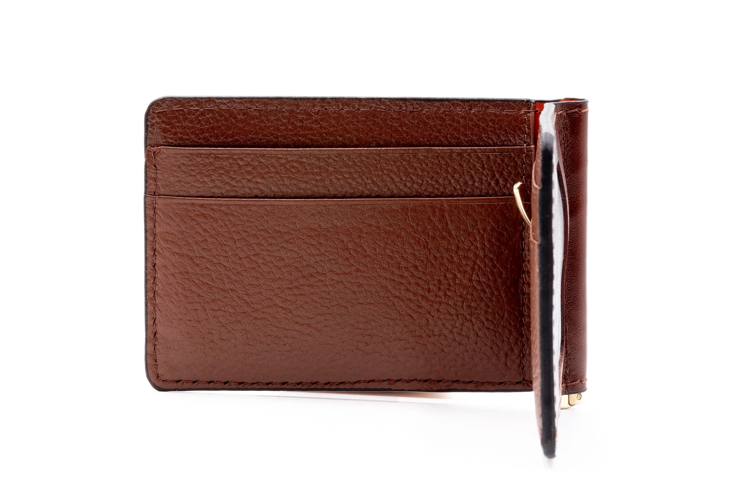 Edward Hand Glazed Saddle Leather Credit Card Money Clip
