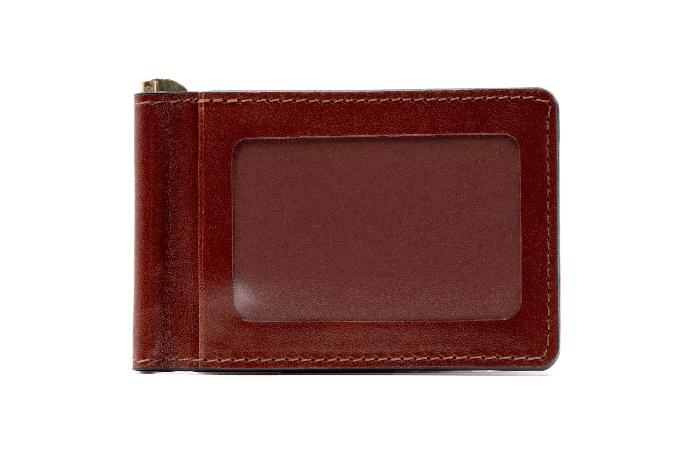 Edward Hand Glazed Saddle Leather Credit Card Money Clip