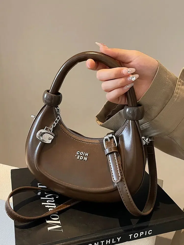 Embossed Logo Charm Shoulder Bag