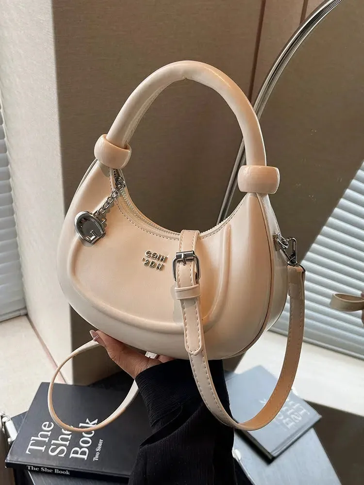 Embossed Logo Charm Shoulder Bag