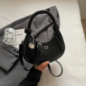 Embossed Logo Charm Shoulder Bag